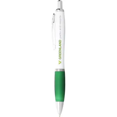 Penna a sfera con fusto bianco e impugnatura colorata - Immagine 9