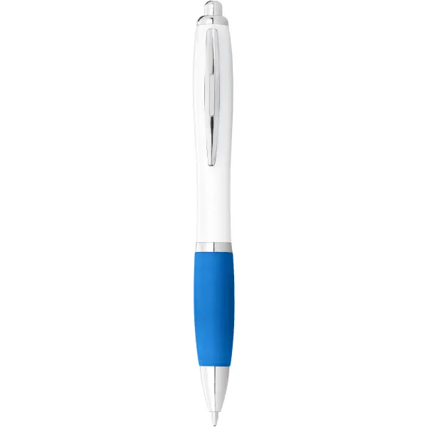 Penna a sfera con fusto bianco e impugnatura colorata - Immagine 17