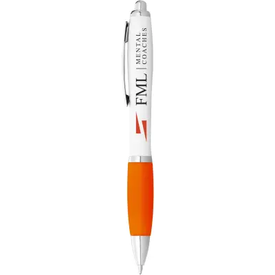 Penna a sfera con fusto bianco e impugnatura colorata - Immagine 23