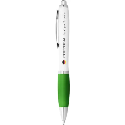 Penna a sfera con fusto bianco e impugnatura colorata - Immagine 26