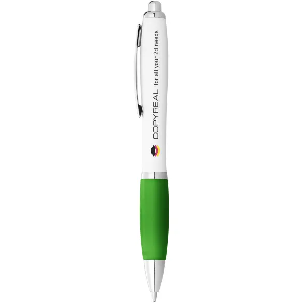 Penna a sfera con fusto bianco e impugnatura colorata - Immagine 26
