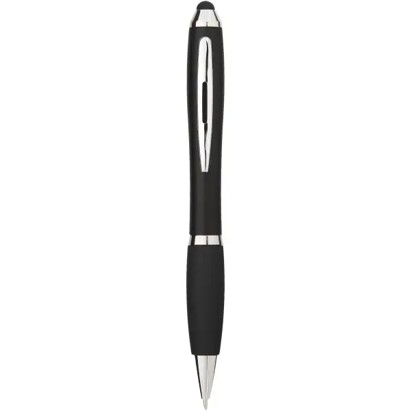 Penna a sfera colorata con stylus e impugnatura nera - Immagine 3