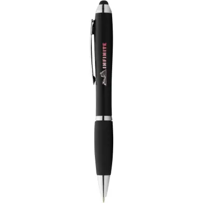 Penna a sfera colorata con stylus e impugnatura nera - Immagine 5