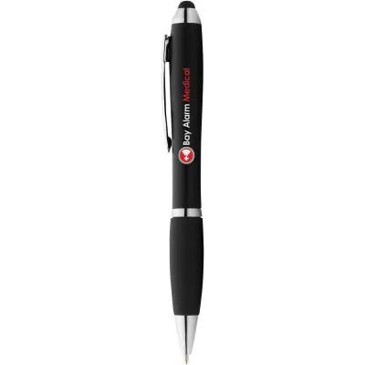 Penna a sfera colorata con stylus e impugnatura nera - Immagine 4
