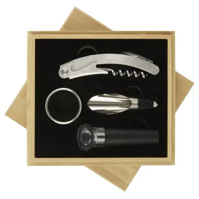 Set vino SYRAT personalizzabile in confezione regalo bambù - Immagine 6