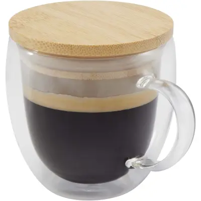 Tazza in vetro da 250 ml con coperchio in bambù Lenora - Immagine 1