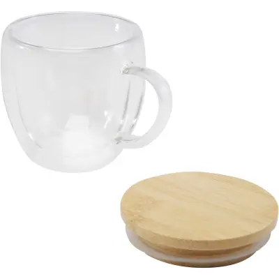 Tazza in vetro da 250 ml con coperchio in bambù Lenora - Immagine 5