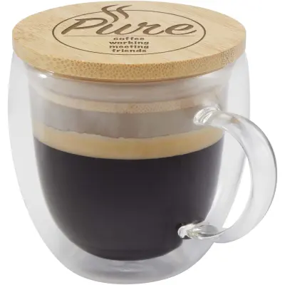 Tazza in vetro da 250 ml con coperchio in bambù Lenora - Immagine 3
