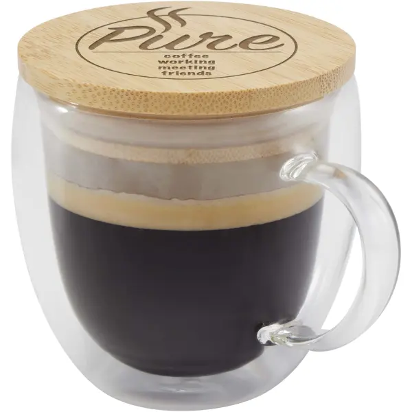 Tazza in vetro da 250 ml con coperchio in bambù Lenora - Immagine 3