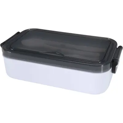 Portavivande con set di posate SNAPPY, 1000 ml con stampa del tuo logo - Immagine 3
