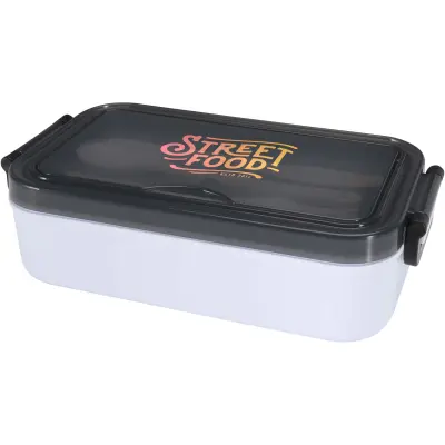 Portavivande con set di posate SNAPPY, 1000 ml con stampa del tuo logo - Immagine 5
