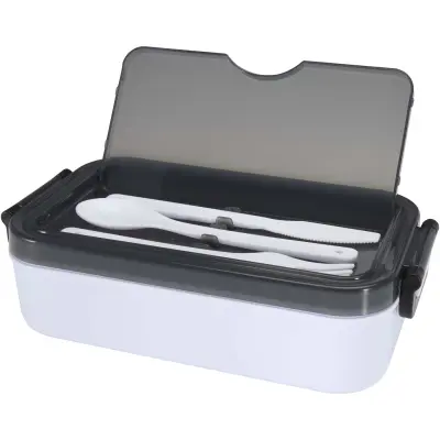 Portavivande con set di posate SNAPPY, 1000 ml con stampa del tuo logo - Immagine 6