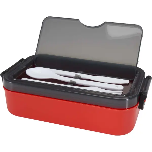 Portavivande con set di posate SNAPPY, 1000 ml con stampa del tuo logo - Immagine 11