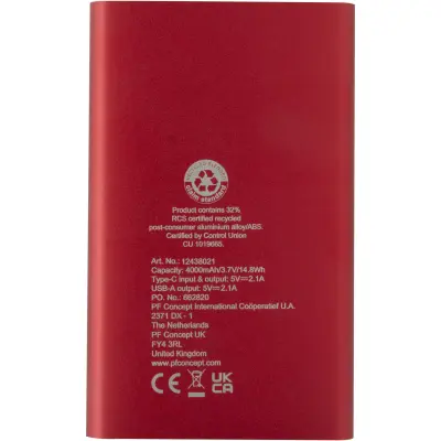 Pep 4000 mAh Type-C recycled aluminium power bank - Immagine 4