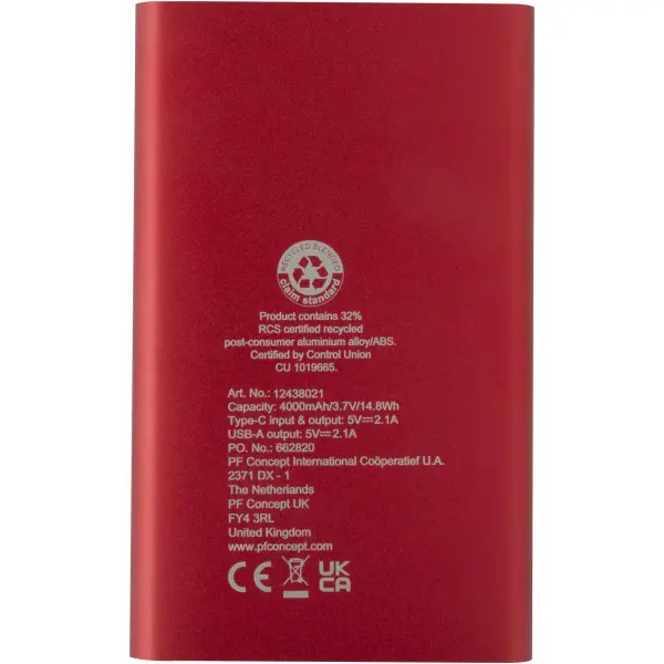 Pep 4000 mAh Type-C recycled aluminium power bank - Immagine 4