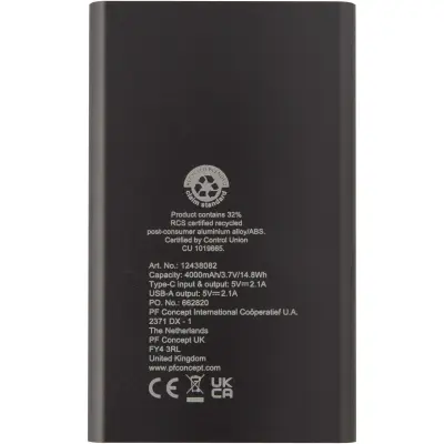 Pep 4000 mAh Type-C recycled aluminium power bank - Immagine 28