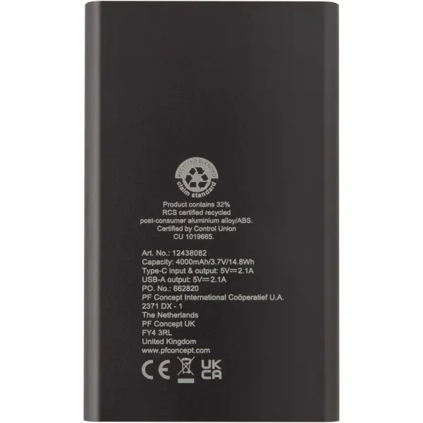 Pep 4000 mAh Type-C recycled aluminium power bank - Immagine 28