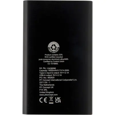 Pep 4000 mAh Type-C recycled aluminium power bank - Immagine 36