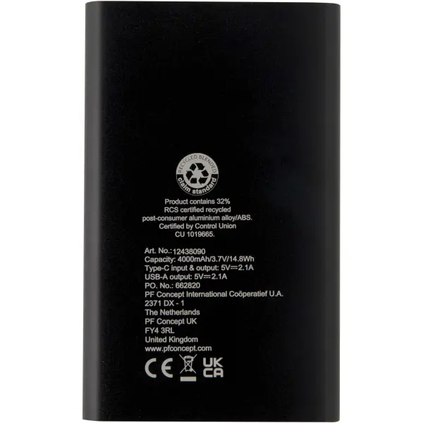 Pep 4000 mAh Type-C recycled aluminium power bank - Immagine 36