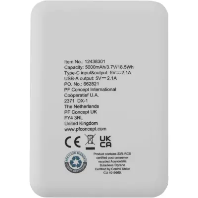 Power bank 5000 mAh Tipo C in plastica riciclata Asama - Immagine 4