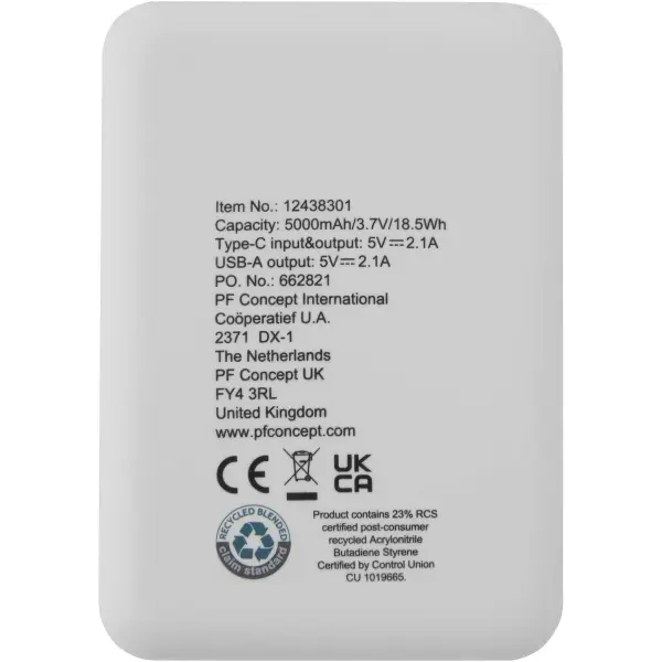 Power bank 5000 mAh Tipo C in plastica riciclata Asama - Immagine 4