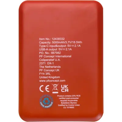 Power bank 5000 mAh Tipo C in plastica riciclata Asama - Immagine 12