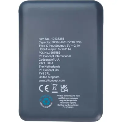 Power bank 5000 mAh Tipo C in plastica riciclata Asama - Immagine 20