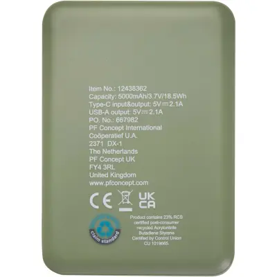 Power bank 5000 mAh Tipo C in plastica riciclata Asama - Immagine 28