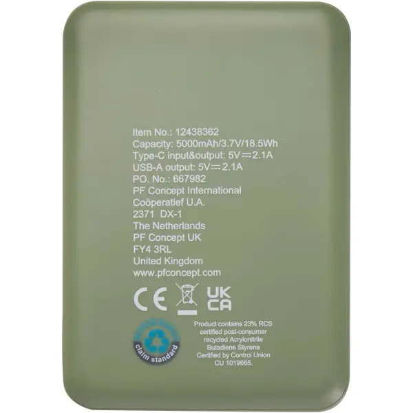 Power bank 5000 mAh Tipo C in plastica riciclata Asama - Immagine 28