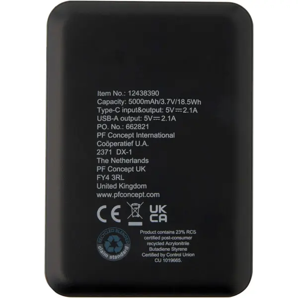 Power bank 5000 mAh Tipo C in plastica riciclata Asama - Immagine 36