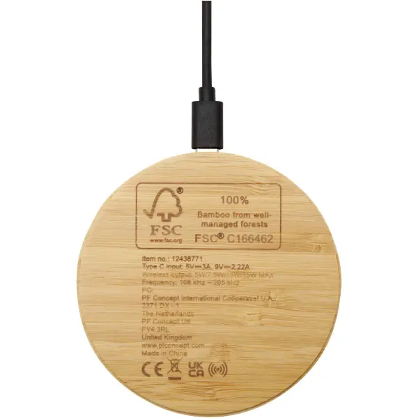Stazione di ricarica wireless in bambù da 15 W Essence - Immagine 4