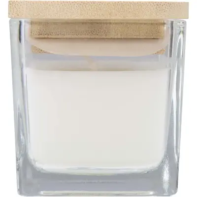 Candela quadrata in vetro AMBRA 40 g, con coperchio in bambù - Immagine 5