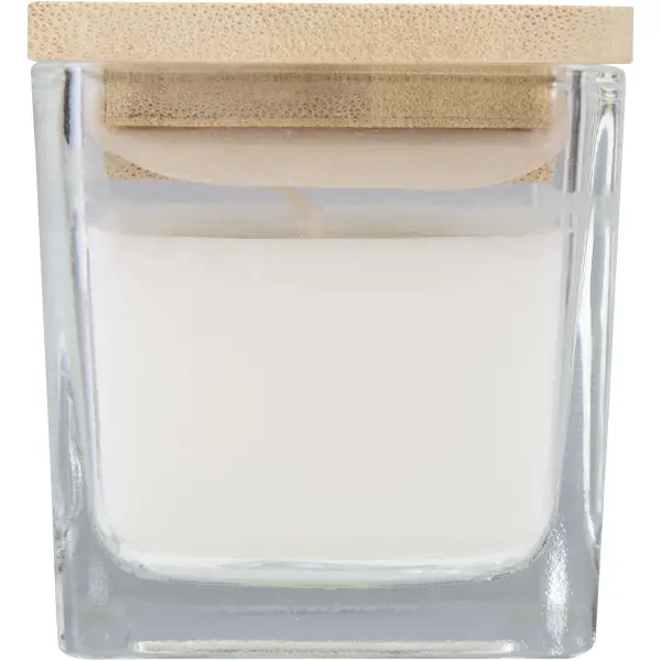 Candela quadrata in vetro AMBRA 40 g, con coperchio in bambù - Immagine 5