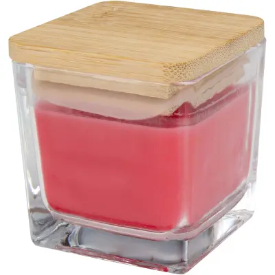 Candela quadrata in vetro AMBRA 40 g, con coperchio in bambù - Immagine 11