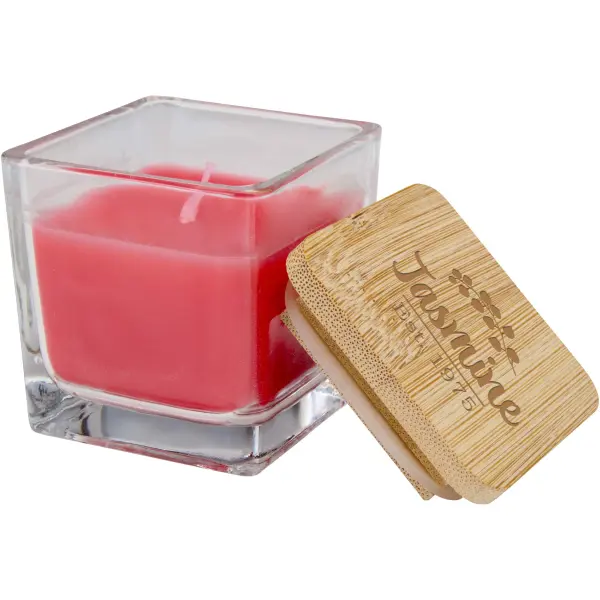 Candela quadrata in vetro AMBRA 40 g, con coperchio in bambù - Immagine 10
