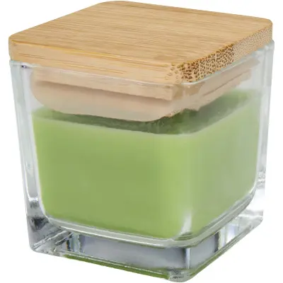 Candela quadrata in vetro AMBRA 40 g, con coperchio in bambù - Immagine 15