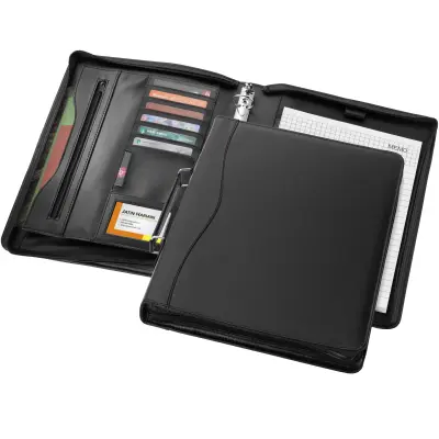 Cartella con blocco A4 EBONY promozionale con zip e tasche - Immagine 1