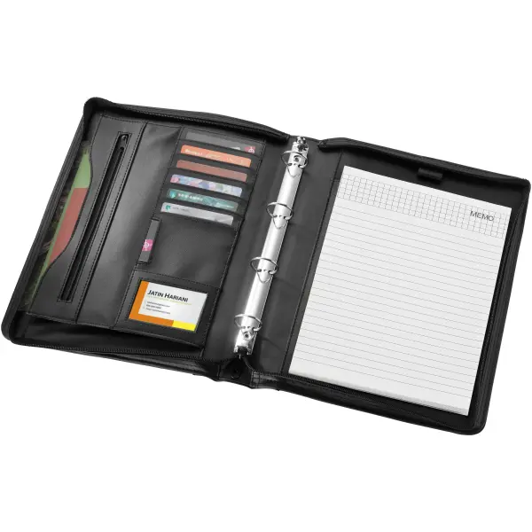 Cartella con blocco A4 EBONY promozionale con zip e tasche - Immagine 6