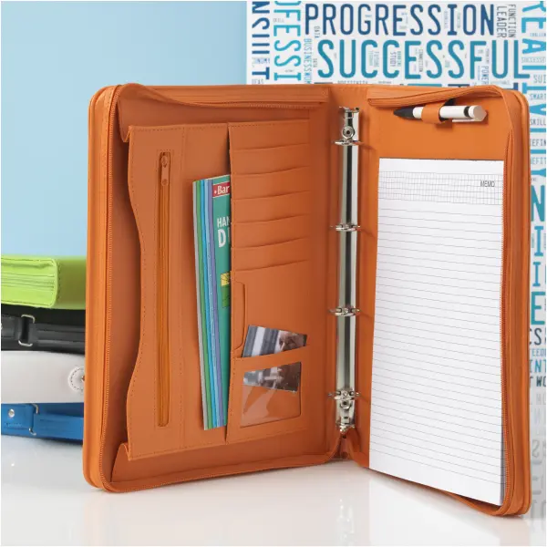 Cartella con blocco A4 EBONY promozionale con zip e tasche - Immagine 2