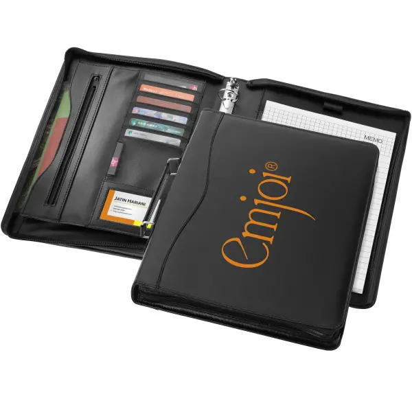 Cartella con blocco A4 EBONY promozionale con zip e tasche - Immagine 4