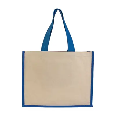 Shopper con soffietto alla base in juta e canvas IDA - Immagine 6