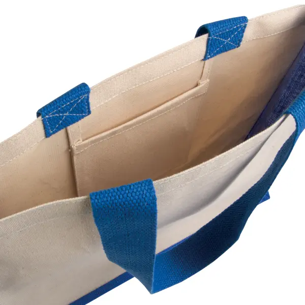 Shopper con soffietto alla base in juta e canvas IDA - Immagine 7