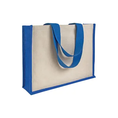Shopper con soffietto alla base in juta e canvas IDA - Immagine 5