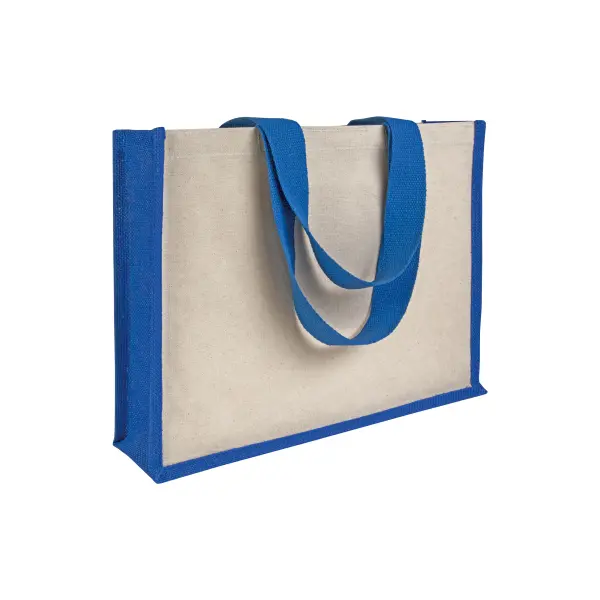 Shopper con soffietto alla base in juta e canvas IDA - Immagine 5