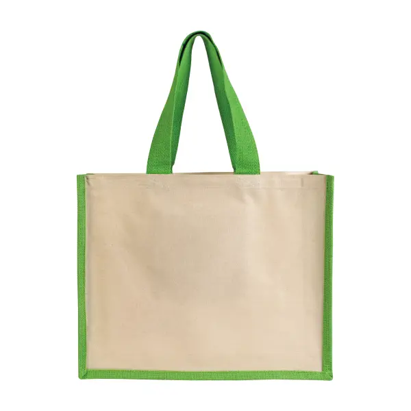 Shopper con soffietto alla base in juta e canvas IDA - Immagine 3