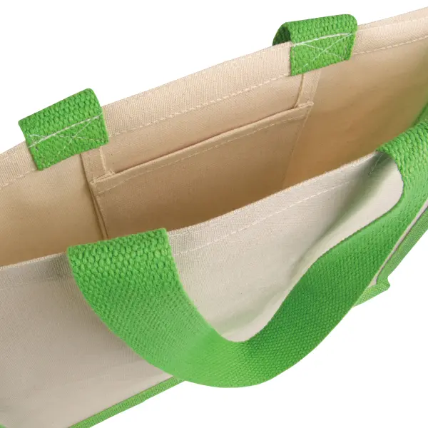 Shopper con soffietto alla base in juta e canvas IDA - Immagine 4