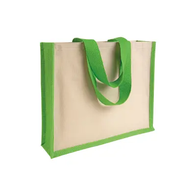 Shopper con soffietto alla base in juta e canvas IDA
