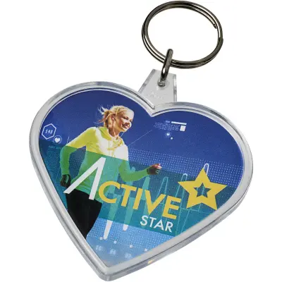 Portachiavi in plastica COMBO a forma di cuore con stampa del tuo logo - Immagine 1