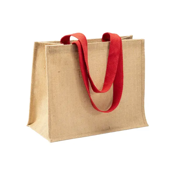 Borsa in juta manici lunghi colorati e soffietto - Immagine 9