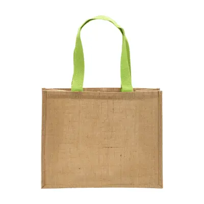 Borsa in juta manici lunghi colorati e soffietto - Immagine 3